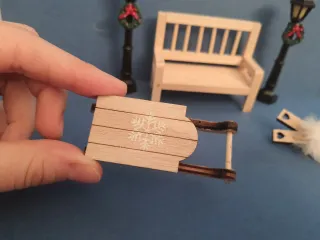 Set Miniatura Natale Panchina, Lampioni, Slitta