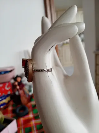 Anello Argento 925 con Pietra Rossa