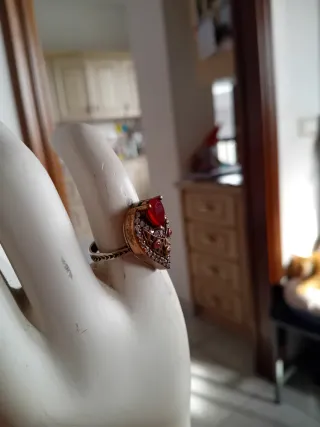 Anello Argento 925 con Pietra Rossa
