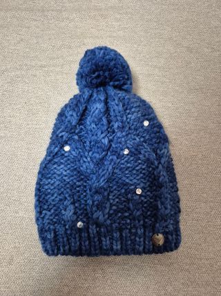 Gorro Roxy Azul con Pompon y Brillantes
