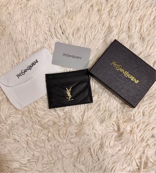 Tarjetero Yves Saint Laurent Negro y Dorado