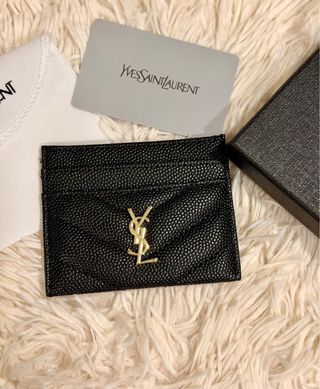 Tarjetero Yves Saint Laurent Negro y Dorado