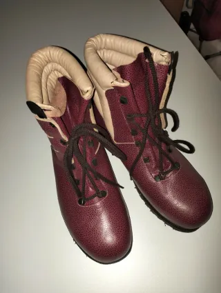 Scarponi antinfort. pelle beige/rossi