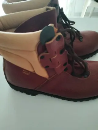 Scarponi antinfort. pelle beige/rossi