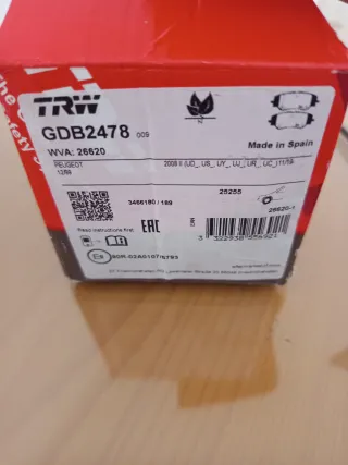 Pastillas de freno TRW GDB2478 Peugeot