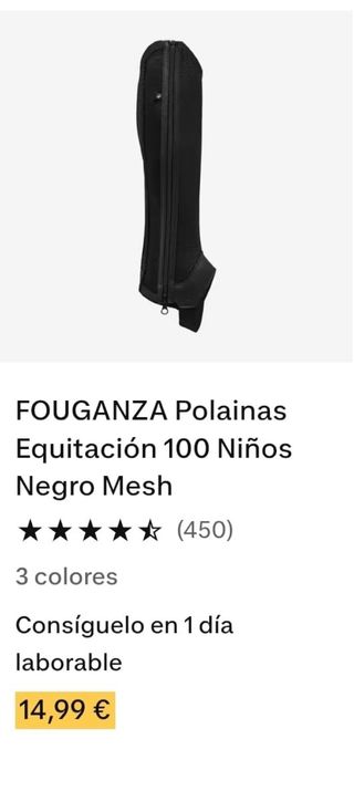 Casco y polainas equitación solo usado una vez