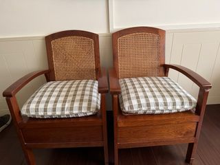 Set di 2 sedie in legno e rattan