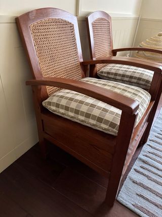 Set di 2 sedie in legno e rattan