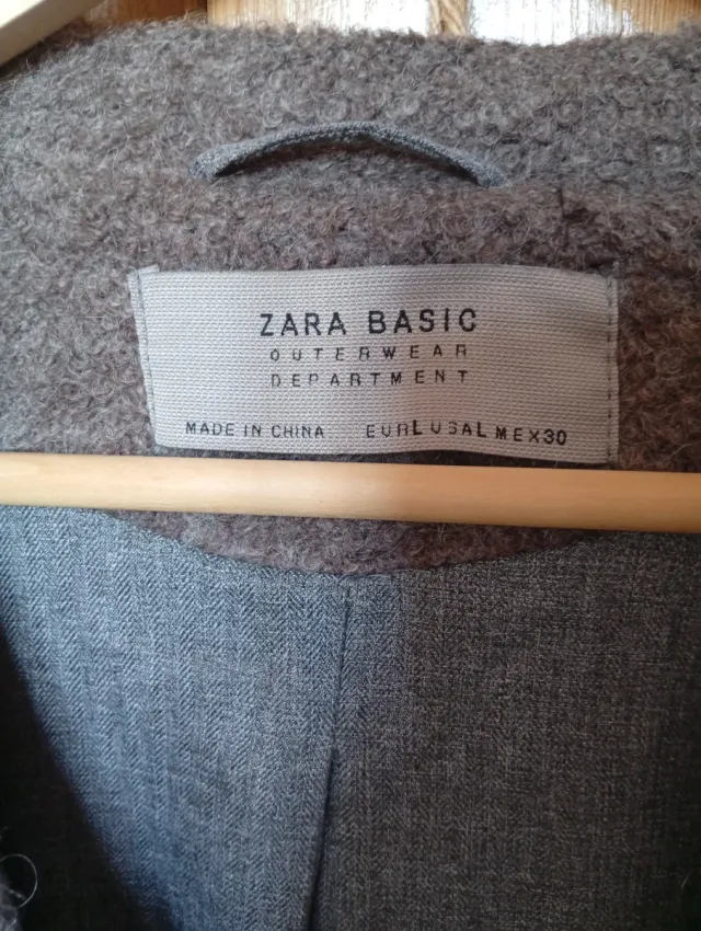 Abrigo Zara Lana Marrón claro Talla L