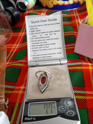 Anello Argento 925 Vintage Rosso