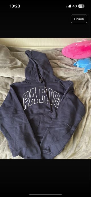 Felpa blu con scritta PARIS