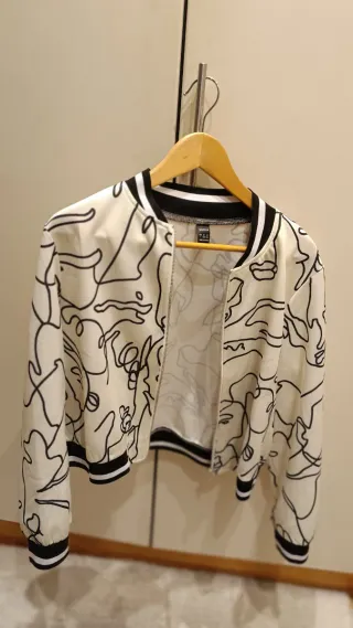 Bomber diseño dibujo blanco mujer Talla L