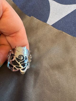 Anillo Tous Rosa Negro y Plateado