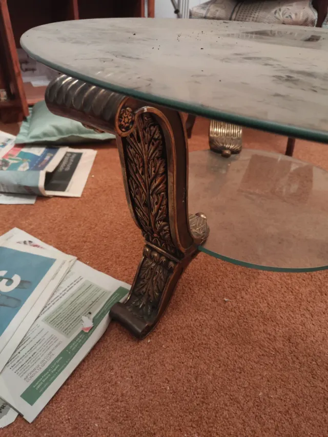 Mesa de centro cristal y metal