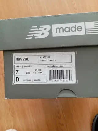 New Balance 992 M992BL Talla 40 originales