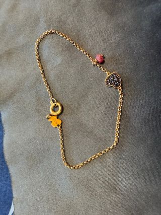 Pulsera Tous Corazón Negro y Piedra Roja