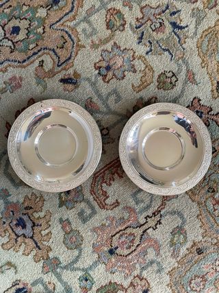 Coppia Sottobottiglia Vintage Metallo Argentato