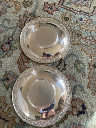 Coppia Sottobottiglia Vintage Metallo Argentato