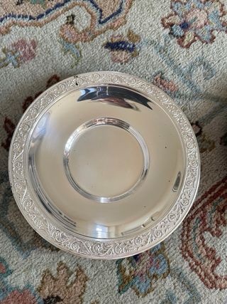 Coppia Sottobottiglia Vintage Metallo Argentato