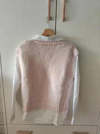 Jersey chaleco rosa Primark S con camisa blanca
