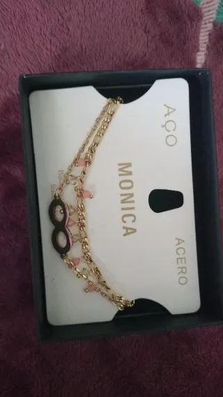 Pulsera Infinito Monica Oro y Rosa