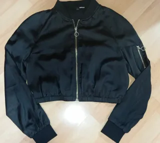 Cazadora bomber negra mujer