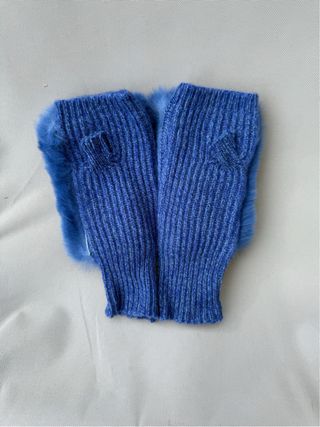 Alpo Manicotti Guanti Blu Pelliccia