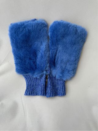 Alpo Manicotti Guanti Blu Pelliccia