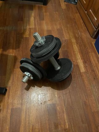 press de banca y Juego Mancuernas Ajustables