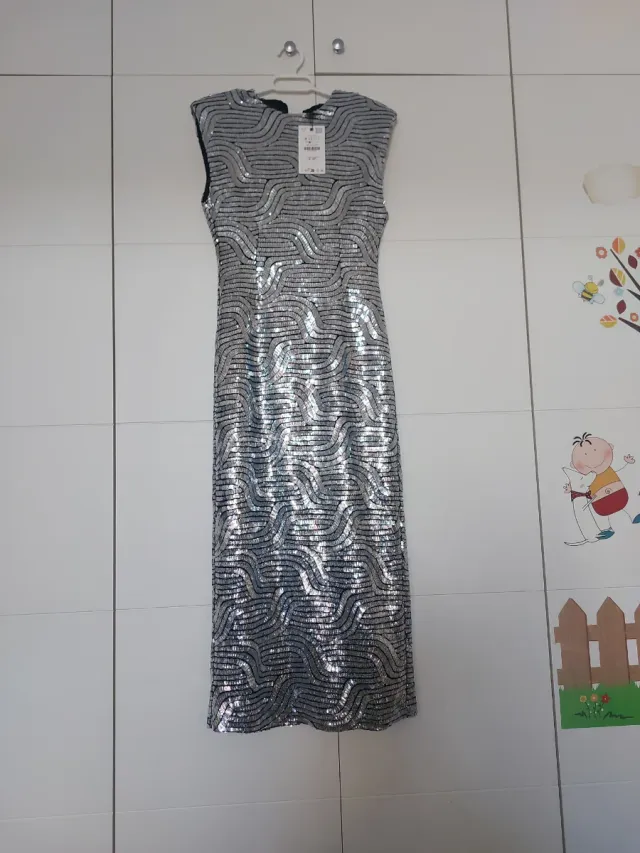 Vestido lentejuelas Zara Talla S