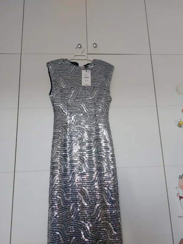 Vestido lentejuelas Zara Talla S
