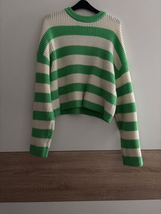 Jersey Bershka rayas verde y blanco Talla XS