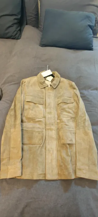 Chaqueta Mango Piel Ante Beige Talla M