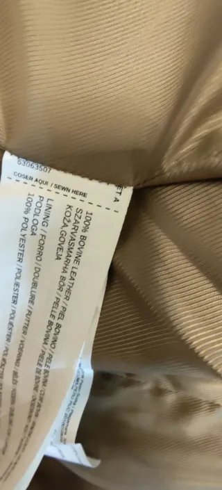 Chaqueta Mango Piel Ante Beige Talla M