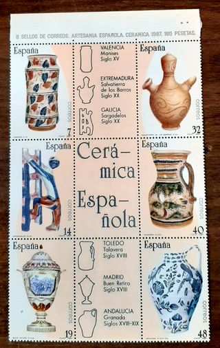 Lote 8 Sellos Correos Cerámica Española 1987