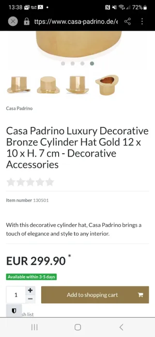 Cenicero de Bronce con forma de Chistera