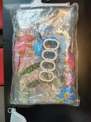 Cortina de Baño Transparente con Flores