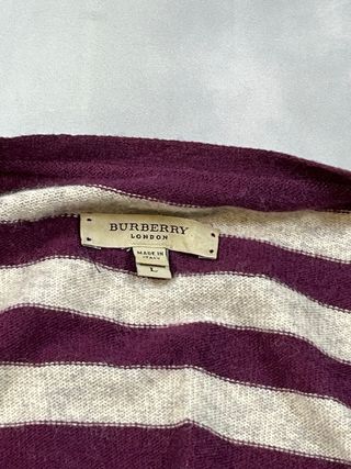 Cárdigan Burberry Rayas Morado Talla L