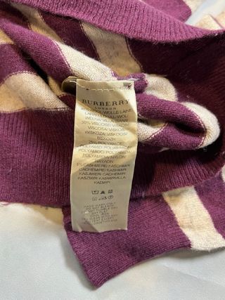 Cárdigan Burberry Rayas Morado Talla L