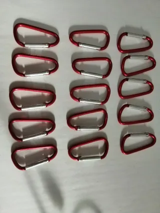 Lote 15 Mosquetones Aluminio Rojo