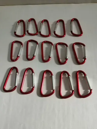 Lote 15 Mosquetones Aluminio Rojo