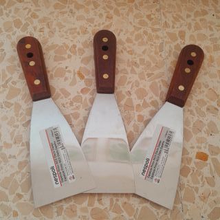 10 Espátulas Pintor Nespoli Madera Acero Inox 70mm