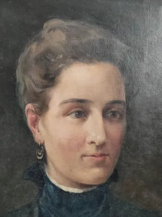 Retrato cuadro Antiguo  siglo óleo lienzo XIX