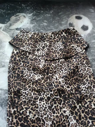 Falda midi leopardo mujer talla única