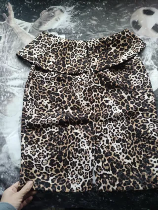 Falda midi leopardo mujer talla única