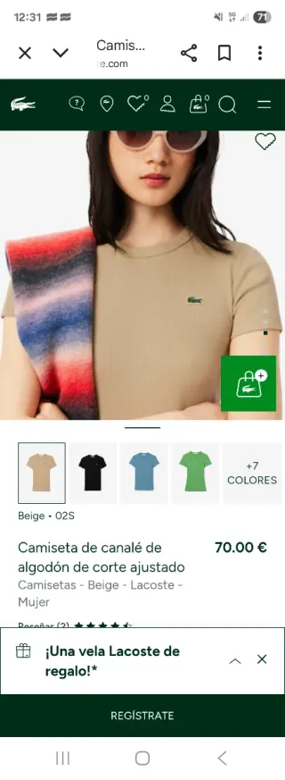 Camiseta Lacoste sin estrenar Talla 38
