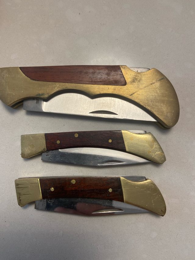 Coltellini da collezione in ottone e legno