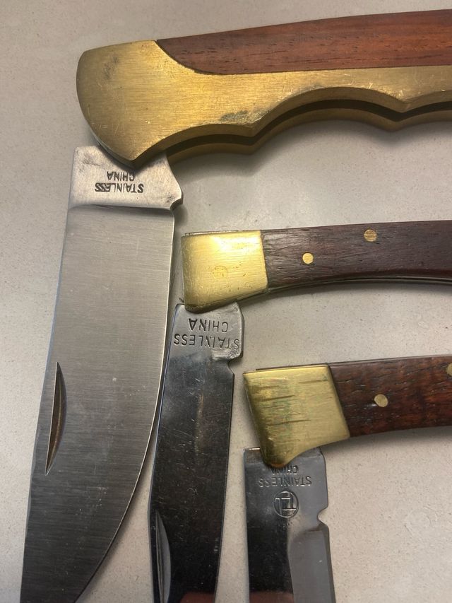 Coltellini da collezione in ottone e legno