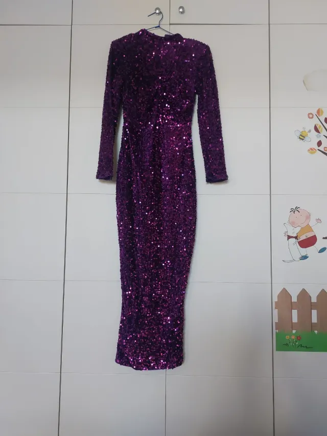 Vestido Morado Lentejuelas Talla S