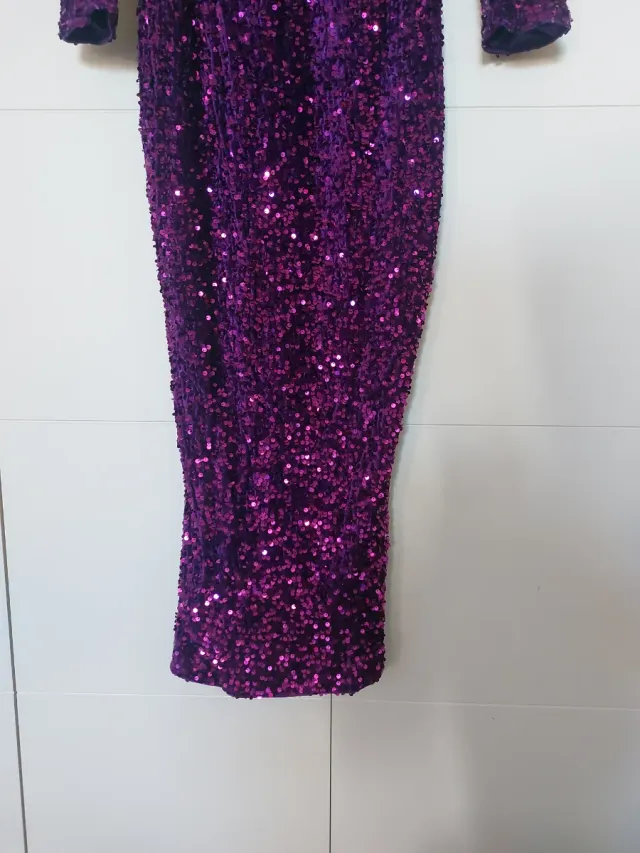 Vestido Morado Lentejuelas Talla S